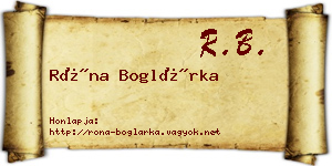 Róna Boglárka névjegykártya
